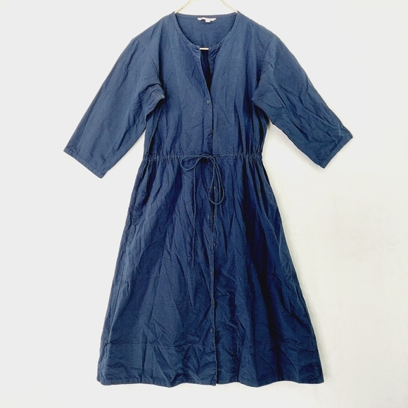 GAP Designed Crafted Swim Cover Up Navy Blue 3/4 Sleeve Button Front Dress P3429 - Picture 1 of 5
